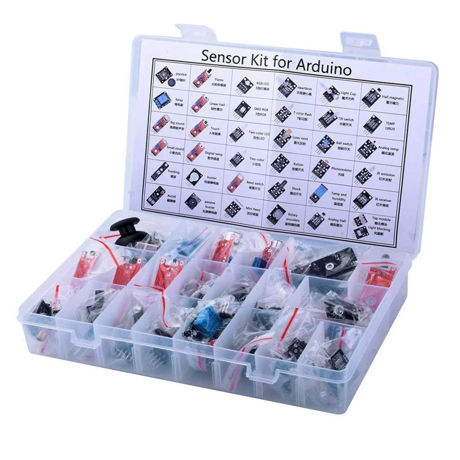 Product Detail - 37 In 1 Sensor Module Kit For Arduino With Storage Box